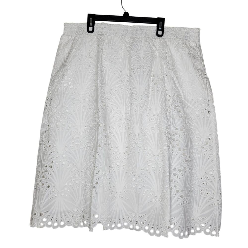Andie Mona Skirt 3XL Eyelet Lace Scalloped Pull On Elastic Waist Comfort Midi